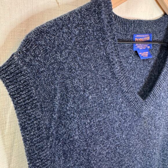 PENDLETON Lambswool Sweater Vest Men's XL V-neck Textured Business Casual Golf - Picture 2 of 12